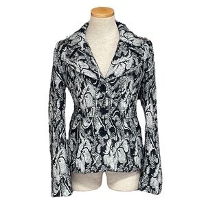Jack BB Dakota Blazer Knit Jacket Black Grey Buttons Fitted Size Medium